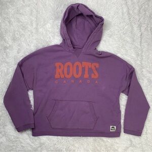 Roots Canada Womens Hoodie Size M Medium Purple Cotton Fleece Sweatshirt